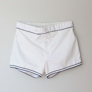 Men's White Swim Shorts 1980s Vintage Size XL